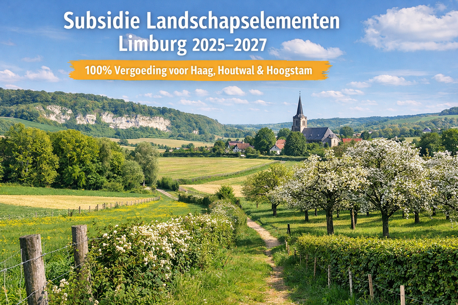 Landschapselementen in Limburg met subsidie – houtwal en hoogstambomen in heuvellandschap