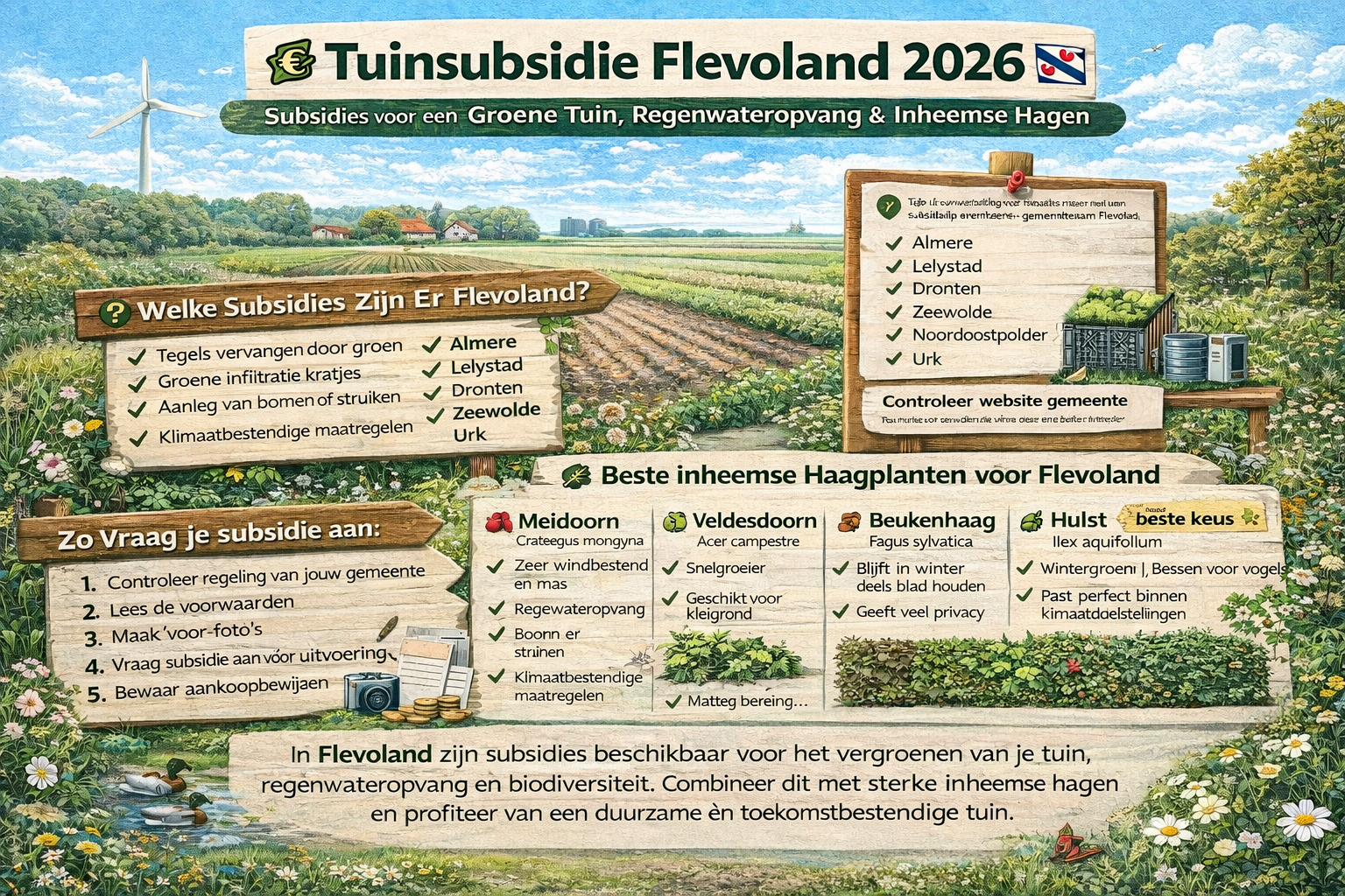 🌿 Tuinsubsidie Flevoland 2026: Subsidies & Beste Inheemse Hagen voor Jouw Tuin