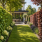 Groene en rode beukenhaag in tuin – Fagus sylvatica