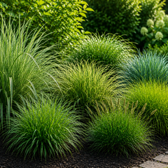 Verschillende wintergroene Carex soorten – zegge in de tuin