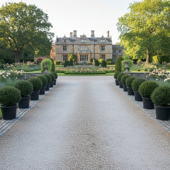 ilex crenata in pot angs oprijlaan
