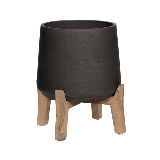 Pottery Pots - Patt (Feet Low) - M - Black Washed