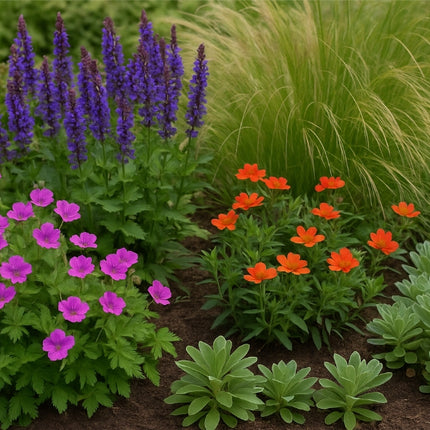 Borderpakket 'Onderhoudsarm-zonpakket' - 5m² - 50 planten