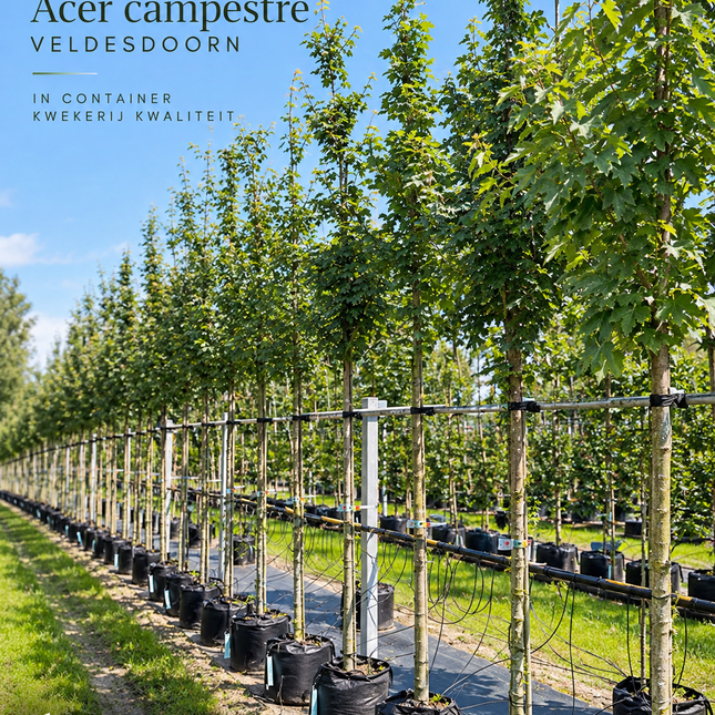 Acer campestre Veldesdoorn inheemse bomen in container op de kwekerij