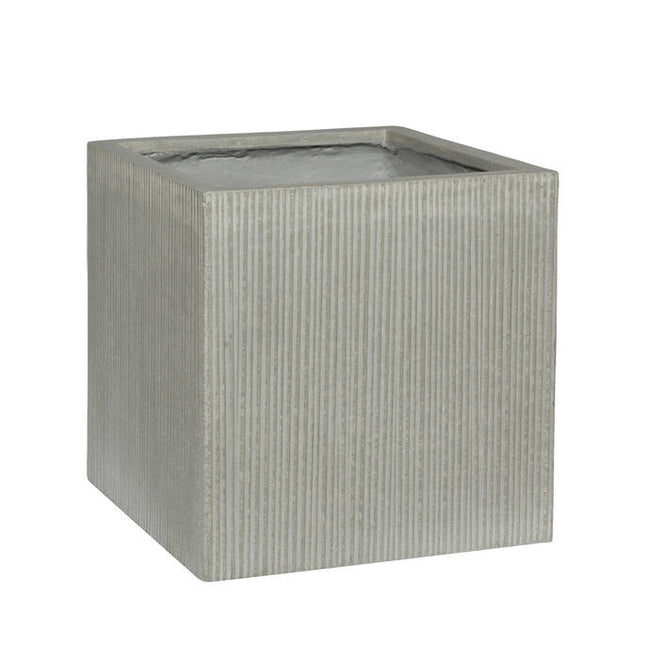 Pottery Pots Plantenbak – Block M – Light Grey Vertically Ridged 40 x 40 x 40 cm
