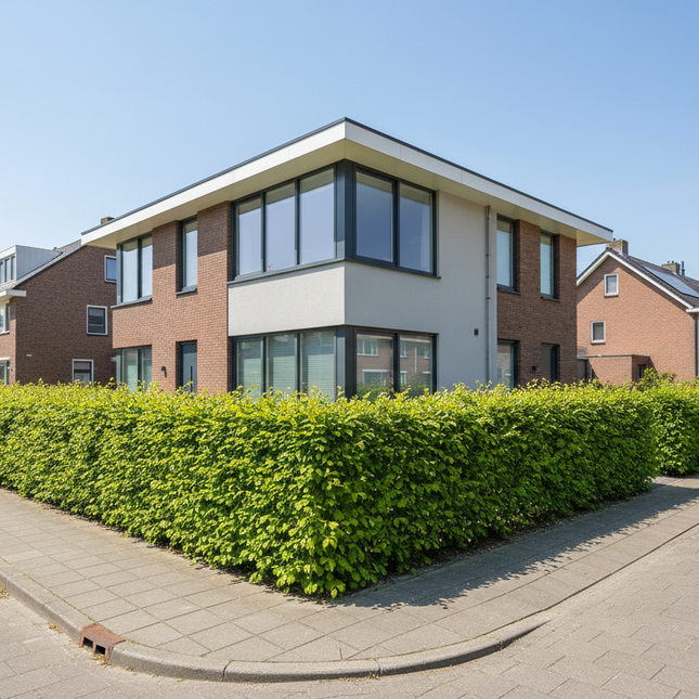 Voortuinpakket Groene Beukenhaag 80–100 cm – Hoekwoning (8, 10 of 12 meter)