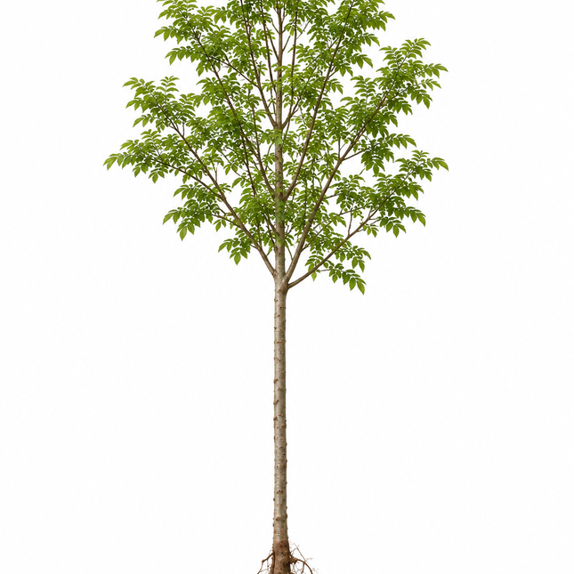 Fraxinus excelsior Gewone es als inheemse boom met blote wortel