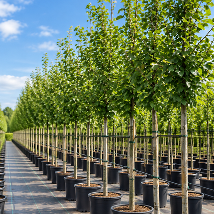 Prunus padus Vogelkers als inheemse boom op de kwekerij