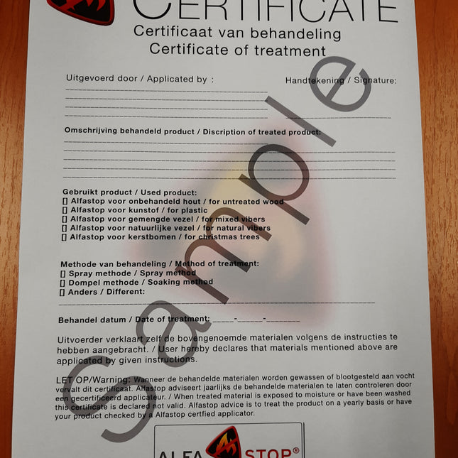 Brandveiligheid certificaat Nordmann kerstboom 